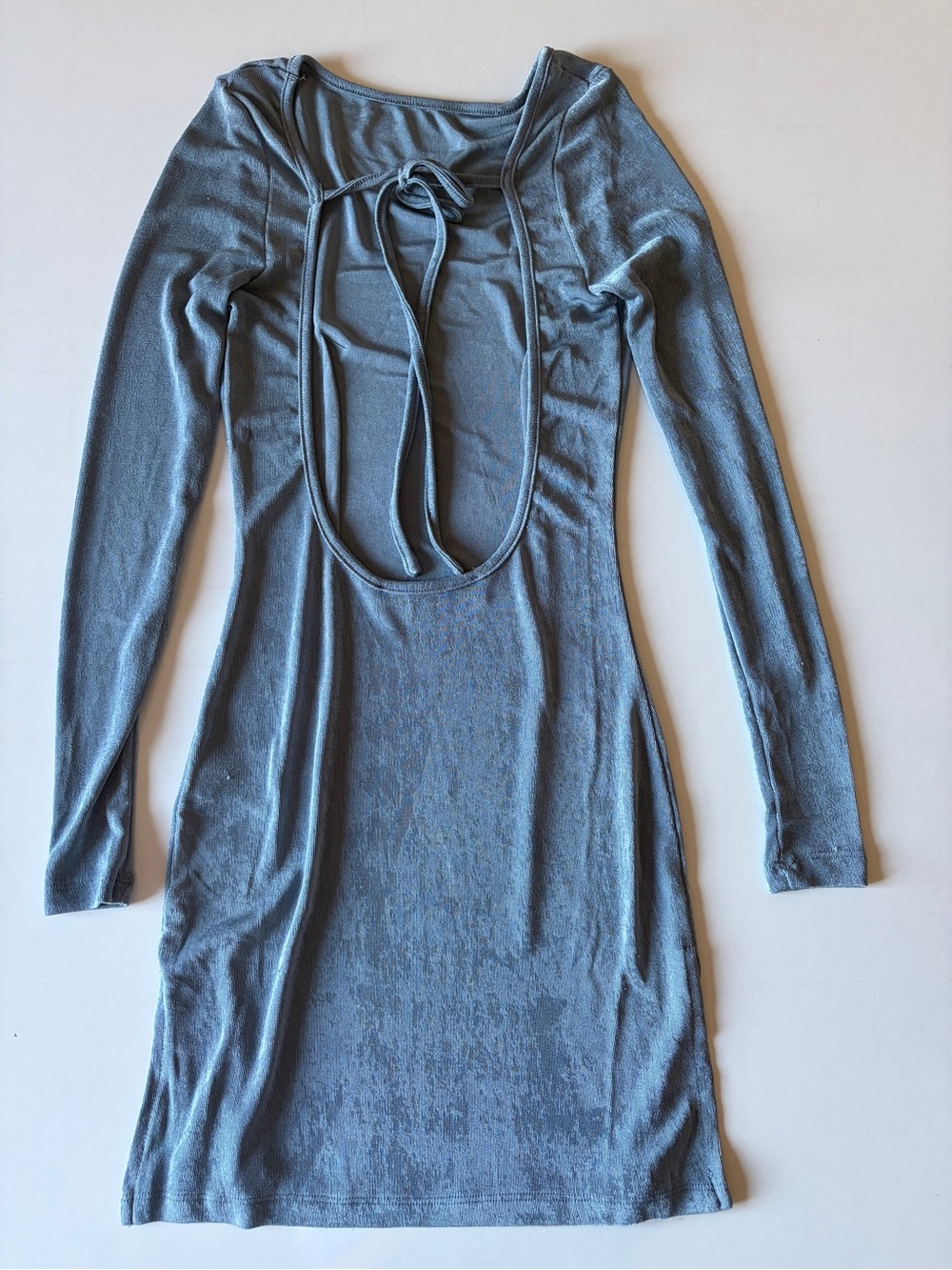 Lioness revolve fitted mini dress open back long sleeve shimmery blue gray xxs - Picture 5 of 9